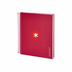 Cuaderno espiral liderpapel a5 micro antartik tapa forrada120h 90 gr cuadro 5mm 5 bandas6 taladros color frambuesa