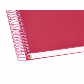 Cuaderno espiral liderpapel a5 micro antartik tapa forrada120h 90 gr cuadro 5mm 5 bandas6 taladros color frambuesa