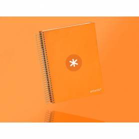 Cuaderno espiral liderpapel a5 micro antartik tapa forrada120h 90 gr cuadro 5mm 5 bandas6 taladros color mostaza