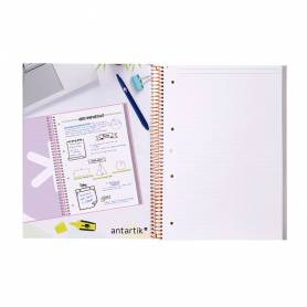 Cuaderno espiral liderpapel a4 micro antartik tapa forrada80h 90 gr rayado puntos 1 banda 4 taladros amarillo