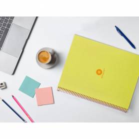 Cuaderno espiral liderpapel a4 micro antartik tapa forrada80h 90 gr rayado puntos 1 banda 4 taladros amarillo