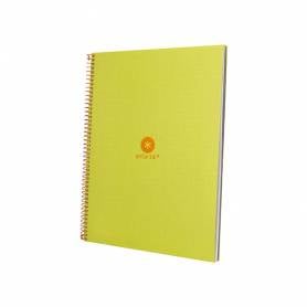 Cuaderno espiral liderpapel a4 micro antartik tapa forrada80h 90 gr rayado puntos 1 banda 4 taladros amarillo