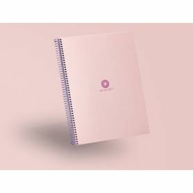 Cuaderno espiral liderpapel a4 micro antartik tapa forrada80h 90 gr rayado puntos 1 banda 4 taladros rosa