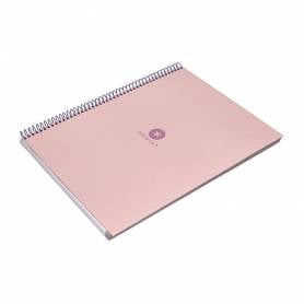 Cuaderno espiral liderpapel a4 micro antartik tapa forrada80h 90 gr rayado puntos 1 banda 4 taladros rosa