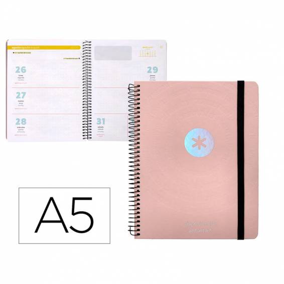 Agenda escolar antartik año 24 - 25 curso colección minimal pink semana vista a5