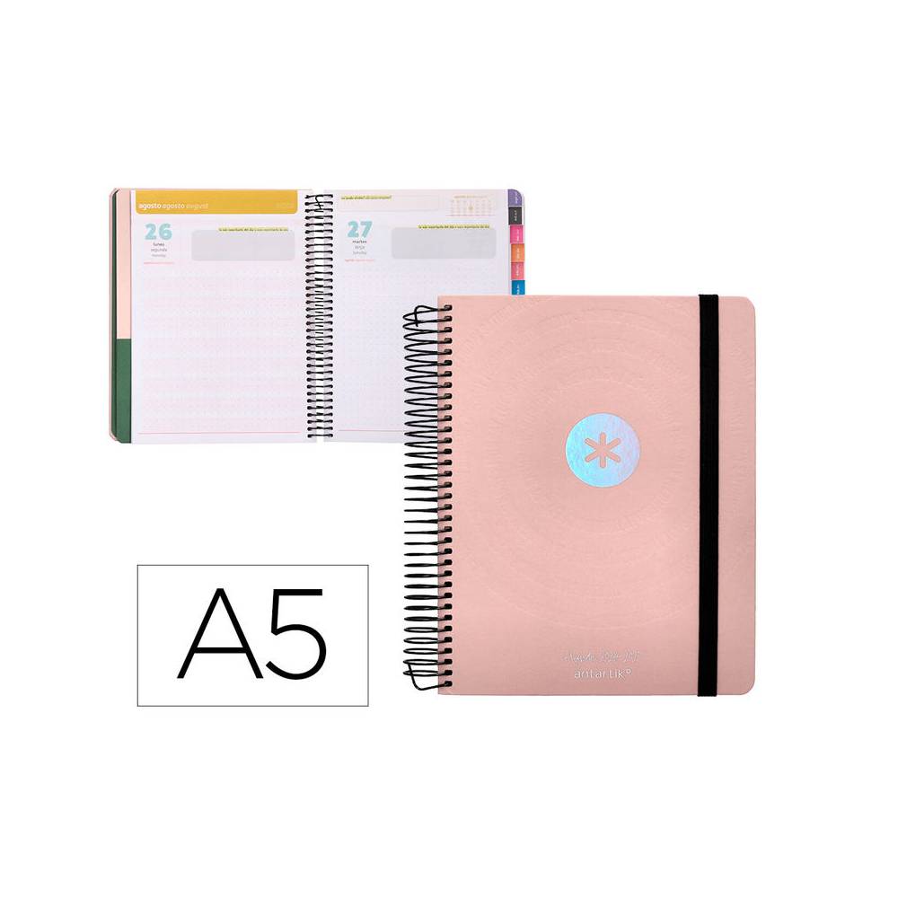 Agenda escolar antartik año 24 - 25 curso colección minimal pink día página a5