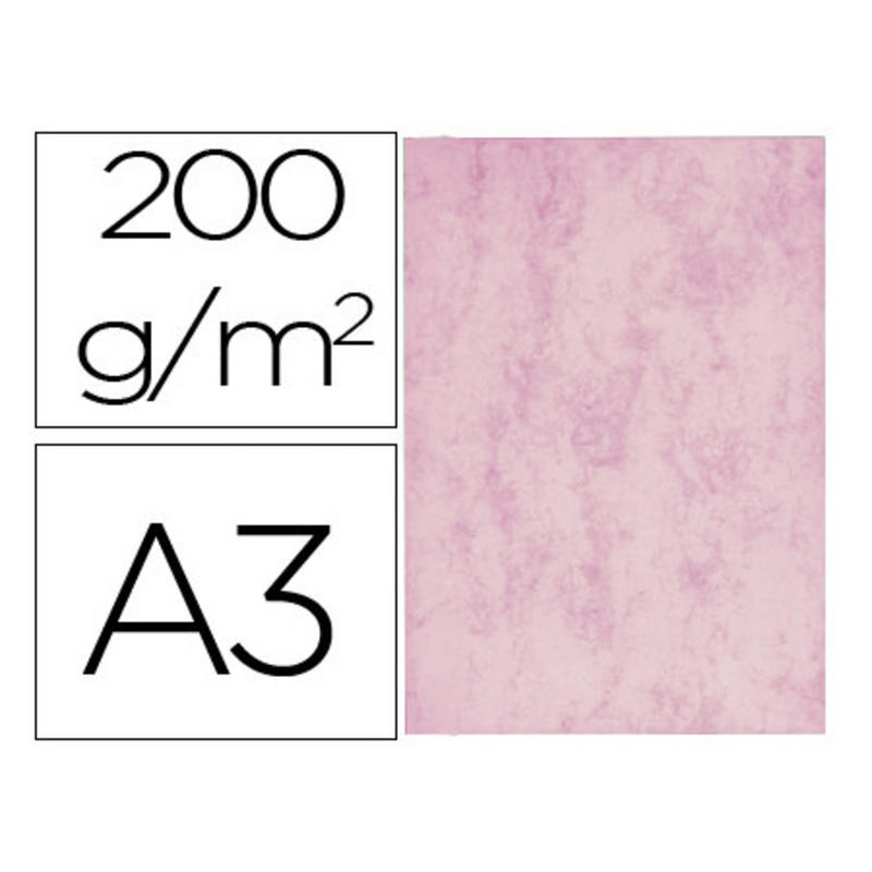 Cartulina marmoleada din a3 200 gr color rosa paquete de 100 hojas