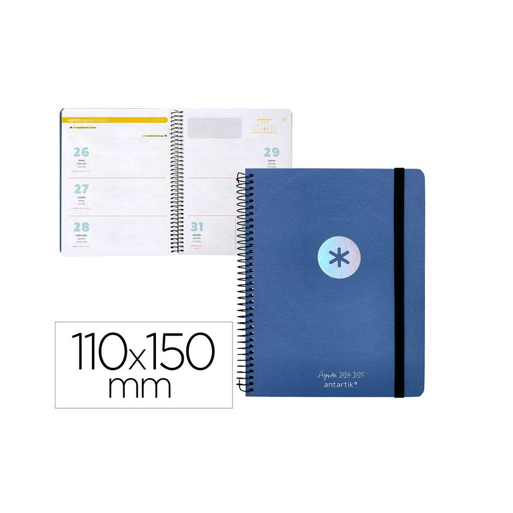 Agenda escolar antartik año 24 - 25 curso colección minimal blue semana vista a6