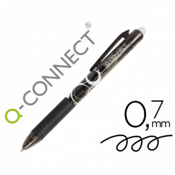 Boligrafo q-connect retractil borrable 0,7 mm color negro