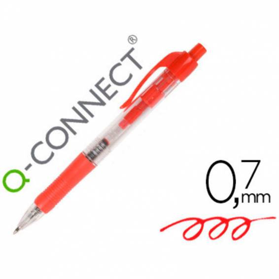 Boligrafo q-connect retractil con sujecion de caucho tinta aceite 0,7 mm color rojo