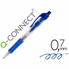 Boligrafo q-connect retractil con sujecion de caucho tinta aceite 0,7 mm color azul