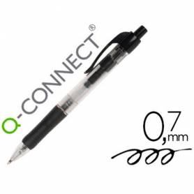 Boligrafo q-connect retractil con sujecion de caucho tinta aceite 0,7 mm color negro