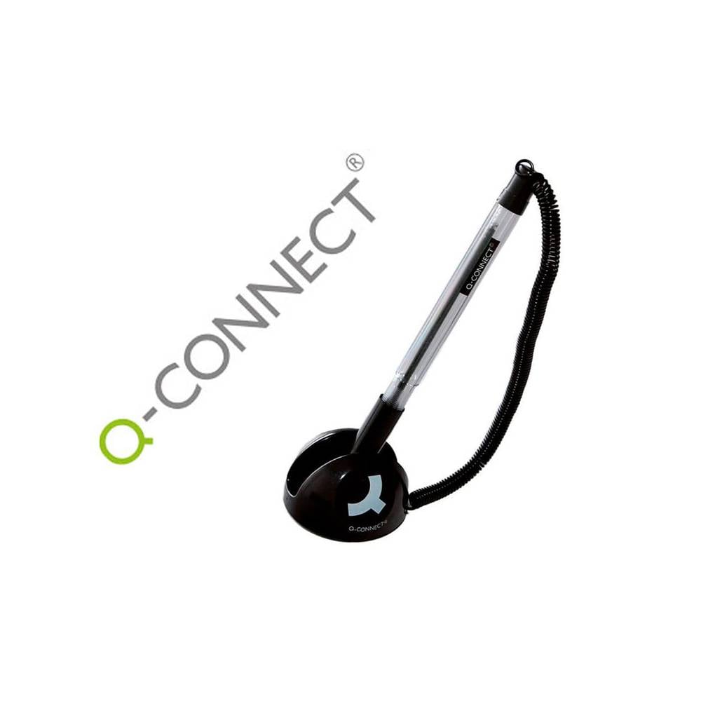 Boligrafo extensible q-connect con cadena plastico y soporte adhesivo