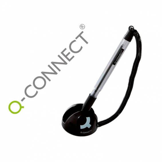 Boligrafo extensible q-connect con cadena plastico y soporte adhesivo