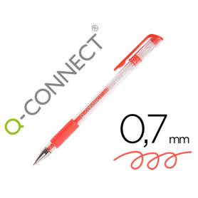 Boligrafo q-connect tinta gel rojo 0,7 mm sujecion de caucho