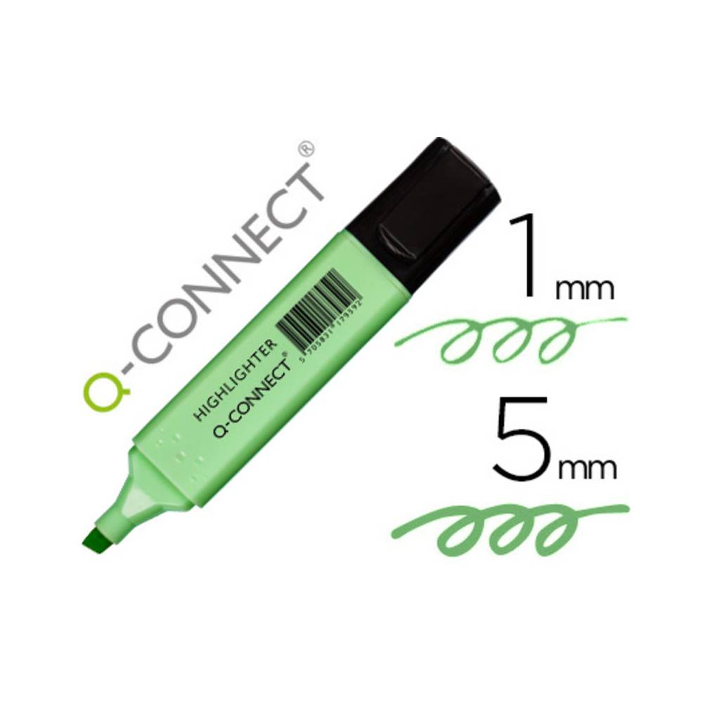 Rotulador q-connect fluorescente pastel verde punta biselada