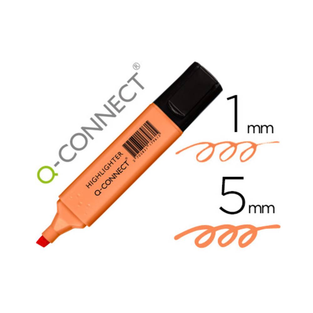 Rotulador q-connect fluorescente pastel naranja punta biselada