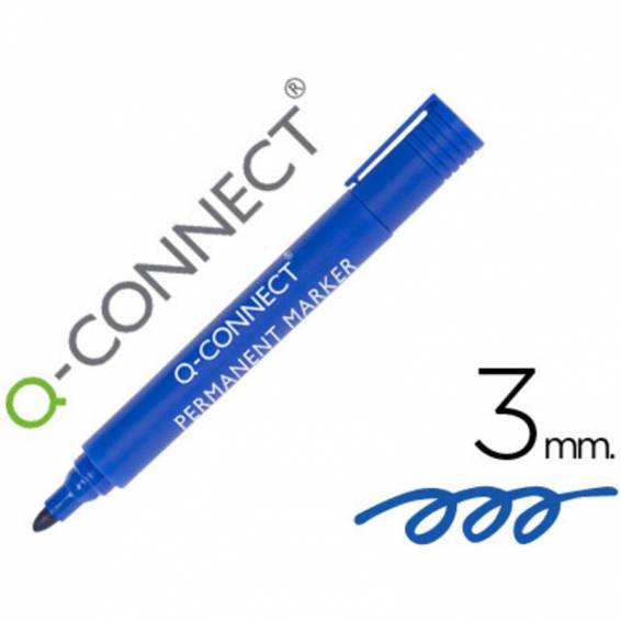 Rotulador q-connect marcador permanente azul punta redonda 3 mm