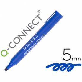Rotulador q-connect marcador permanente azul punta biselada 5 mm