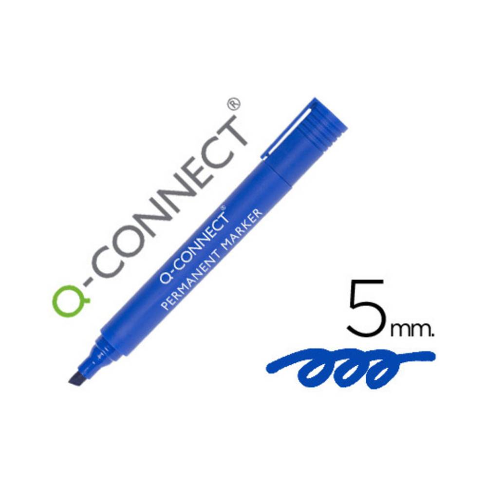 Rotulador q-connect marcador permanente azul punta biselada 5 mm