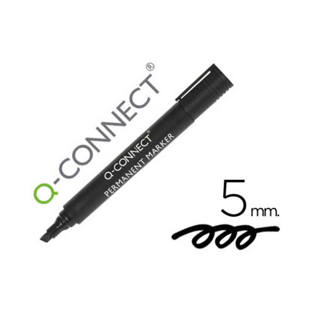 Rotulador q-connect marcador permanente negro punta biselada 5.0 mm