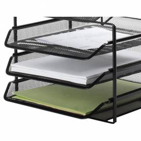 Bandeja clasificadora sobres q-connect kf17296 metalica rejilla negra 3 bandejas 300x350x420 mm