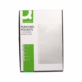 Funda multitaladro q-connect folio pvc 110 micras cristal caja 100 unidades