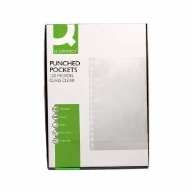 Funda multitaladro q-connect folio 120 mc cristal caja de 100 unidades