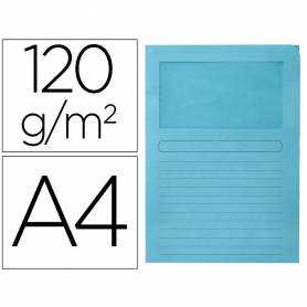 Subcarpeta cartulina q-connect din a4 azul con ventana transparente 120 g/m2