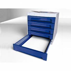 Fichero cajones de sobremesa q-connect 305x370x215 mm bandeja organizadora superior 5 cajones azul opaco