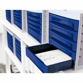 Fichero cajones de sobremesa q-connect 305x370x215 mm bandeja organizadora superior 6 cajones azul opaco