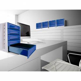 Fichero cajones de sobremesa q-connect 305x370x215 mm bandeja organizadora superior 6 cajones azul opaco