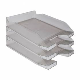 Bandeja sobremesa plastico q-connect gris oscuro transparente 240x70x340 mm