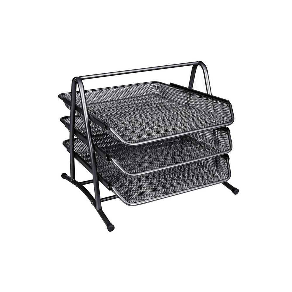 Bandeja sobremesa metalica q-connect kf00823 rejilla negra 3 bandejas movibles 350x278x275 mm