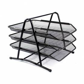 Bandeja sobremesa metalica q-connect kf00823 rejilla negra 3 bandejas movibles 350x278x275 mm