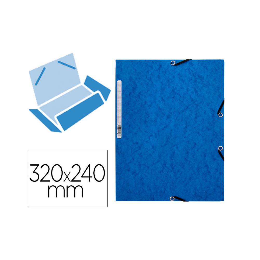 Carpeta q-connect gomas kf02167 carton simil-prespan solapas 320x243 mm azul