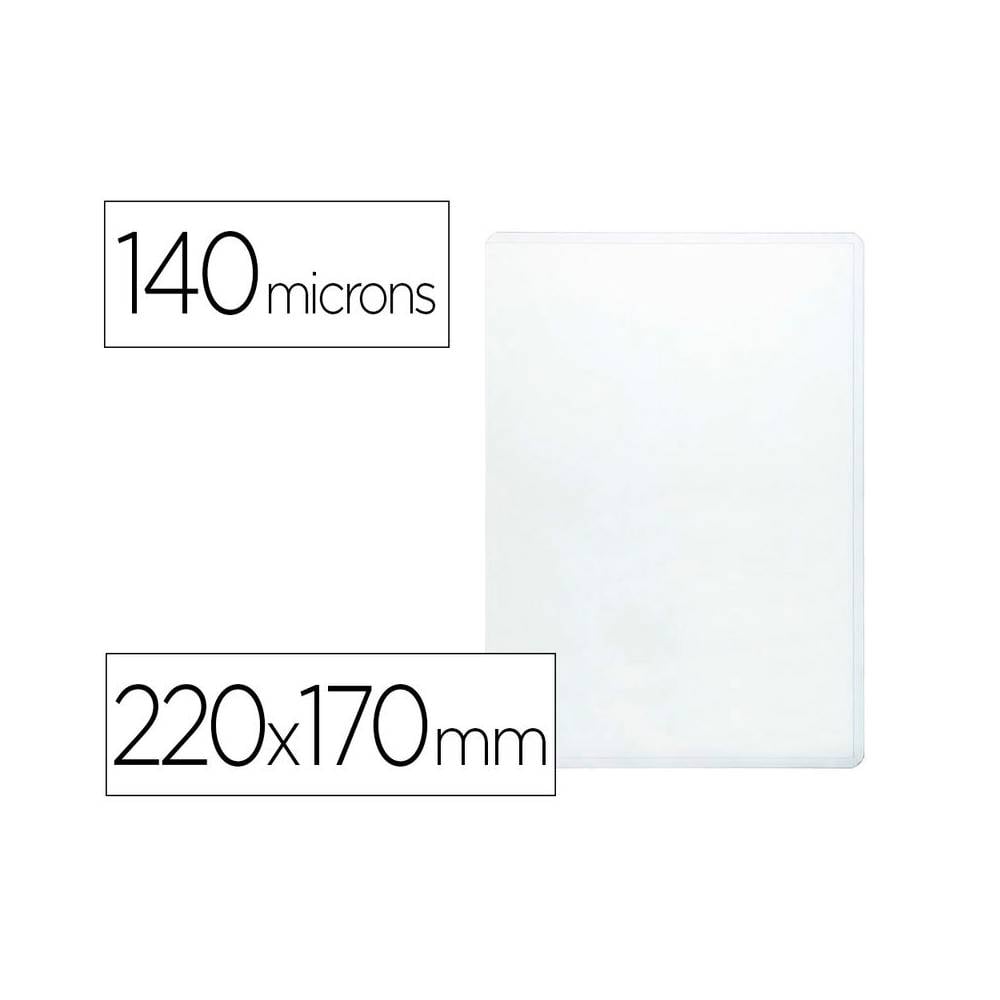 Funda portacarnet q-connect cuarto 140 micras pvc transparente 220x170mm