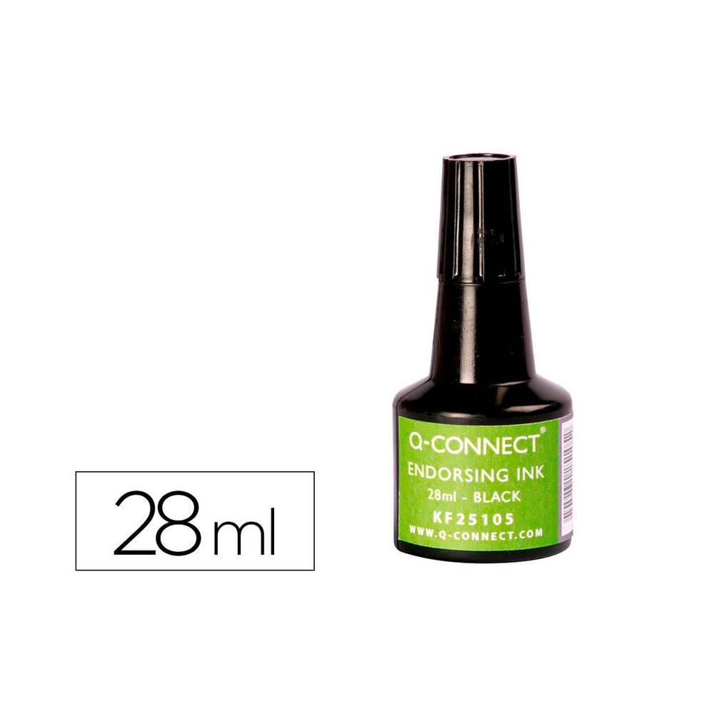 Tinta tampon q-connect negro bote 28 ml