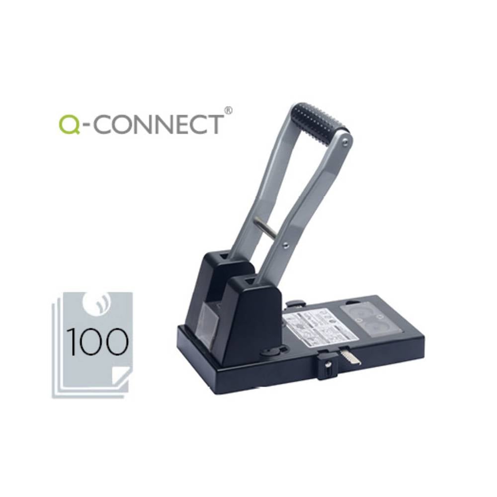 Taladrador q-connect kf18766 negro 2 taladros abertura 10 mm capacidad 100 hojas