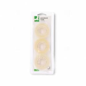 Cinta adhesiva q-connect 33 mt x 19 mm blister de 3 unidades