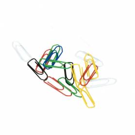 Clips colores q-connect 26 mm caja de 125 unidades colores surtidos