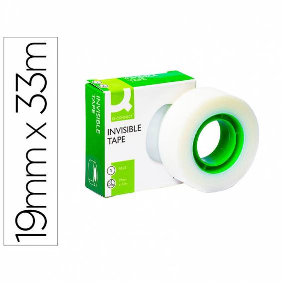 Cinta adhesiva q-connect invisible 33 mt x 19 mm