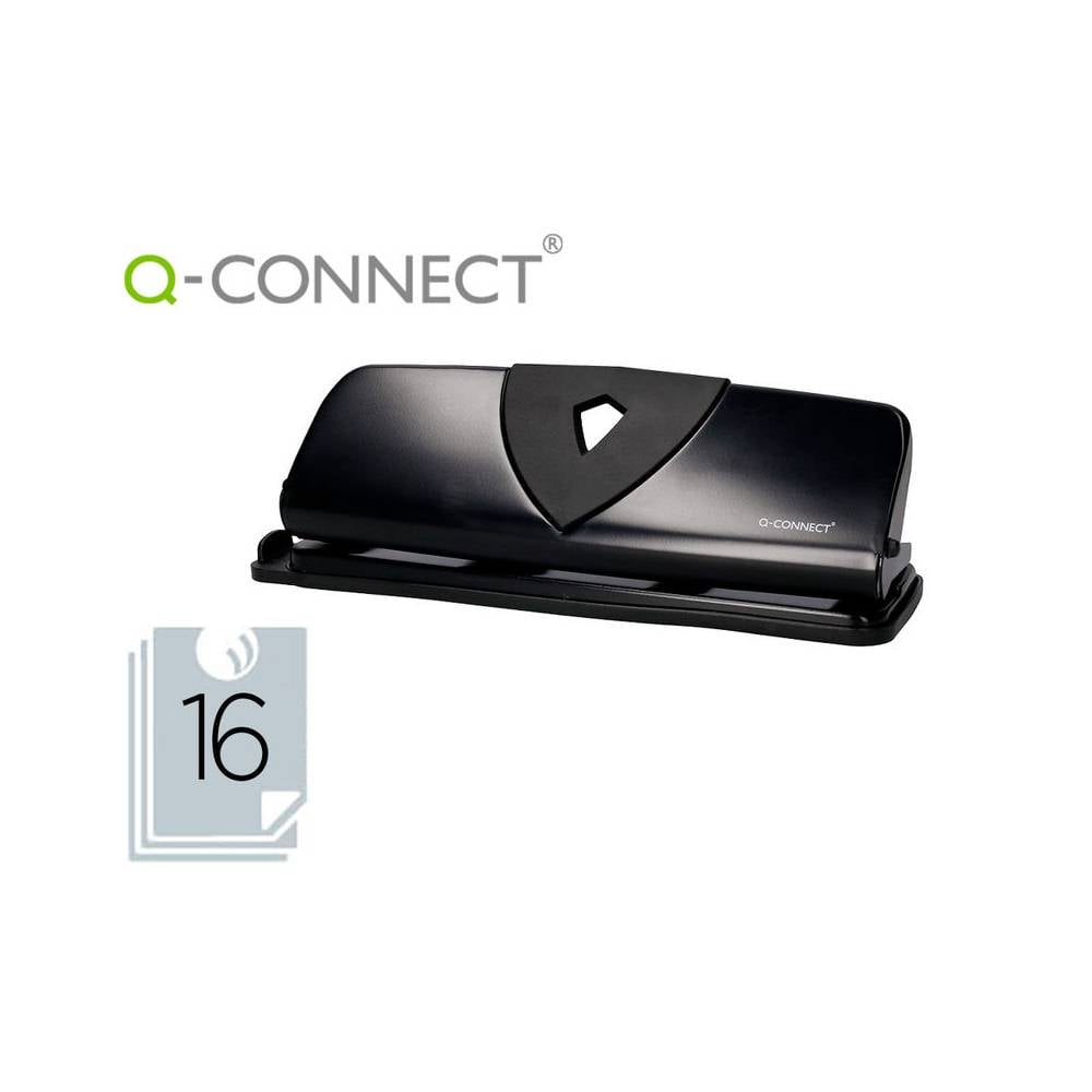 Taladrador q-connect kf01238 negro 4 taladros abertura 1,6 mm capacidad 16 hojas