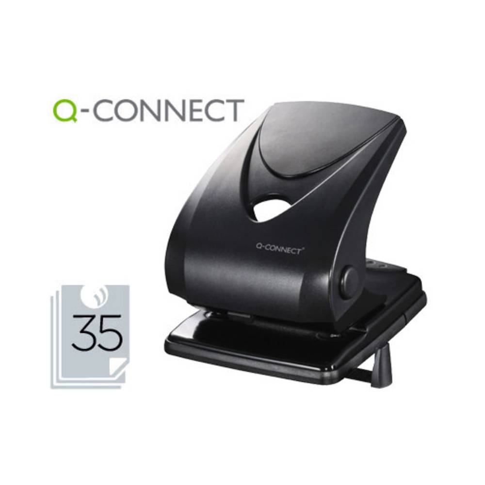 Taladrador q-connect kf01236 2 taladros color negro abertura 3,5 mm capacidad 40 hojas