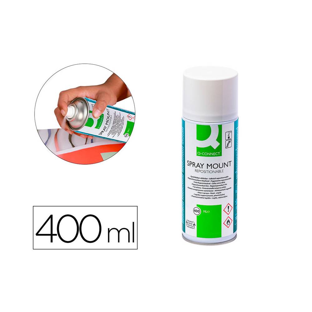 Pegamento q-connect spray quick mount adhesivo reposicionable bote de 400 ml