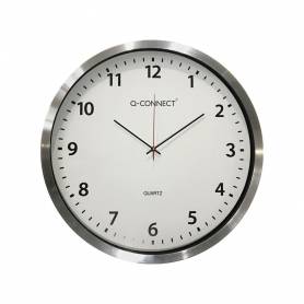 Reloj q-connect de pared plastico oficina redondo 50 cm marco cromado