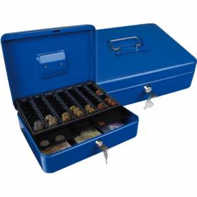 Caja caudales q-connect 12/ 300x240x90 mm azul con portamonedas