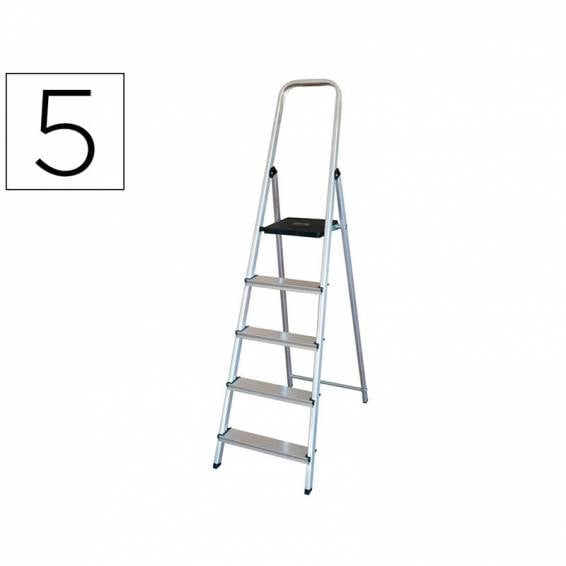 Escalera q-connect de aluminio 5 peldaños 1062x483x1675 mm peso maximo 150 kg en-131