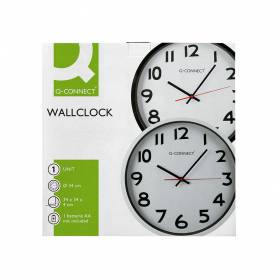 Reloj q-connect de pared plastico oficina redondo 34 cm marco negro