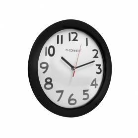 Reloj q-connect de pared plastico oficina redondo 30 cm marco negro